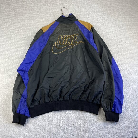 VTG 90s Nike Purple Gold Black Color Block Hooded Windbreaker Jacket Men Read* - Picture 16 of 16